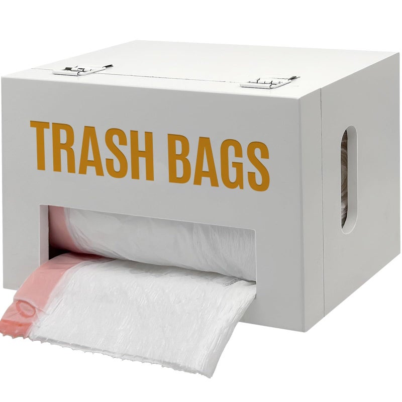 Libreshine Extra Large White Bamboo Trash Bag Holder Dispenser, Fits Costco & Sam's Club Jumbo Rolls, Under-Sink, Cabinet & Wall Mount Organizer, Garbage Bag Storage for Kitchen, Pantry, Garage - Image 1