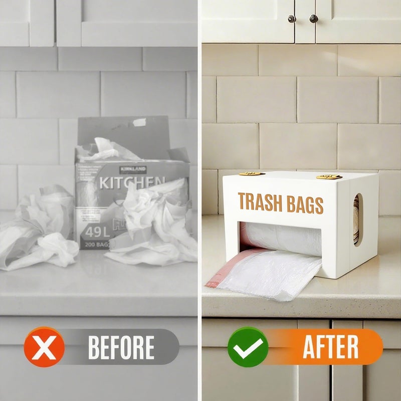 Libreshine Extra Large White Bamboo Trash Bag Holder Dispenser, Fits Costco & Sam's Club Jumbo Rolls, Under-Sink, Cabinet & Wall Mount Organizer, Garbage Bag Storage for Kitchen, Pantry, Garage - Image 3
