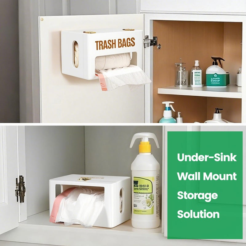 Libreshine Extra Large White Bamboo Trash Bag Holder Dispenser, Fits Costco & Sam's Club Jumbo Rolls, Under-Sink, Cabinet & Wall Mount Organizer, Garbage Bag Storage for Kitchen, Pantry, Garage - Image 4