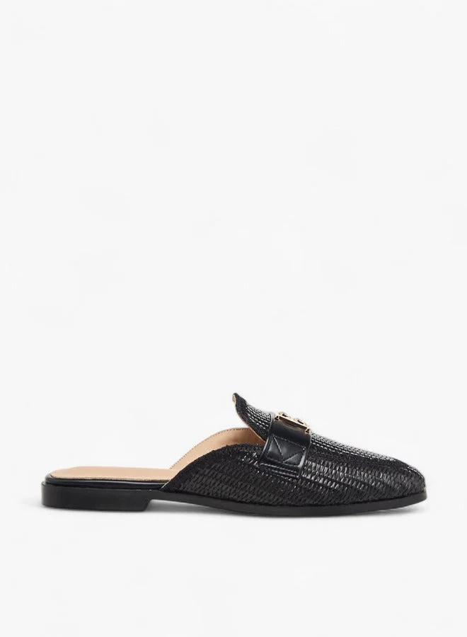 Women's Textured Slip-On Mules with Metal Accent