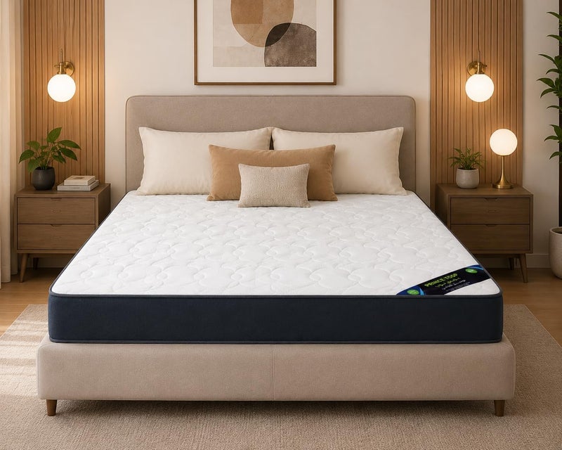  البيت الماسي للاثاث  فراش طبي من الإسفنج المضغوط مع طبقة لباد علوية من دايموند هاوس برنس توب، مقاس 15 سم × 180 سم × 190 سم - Image 2