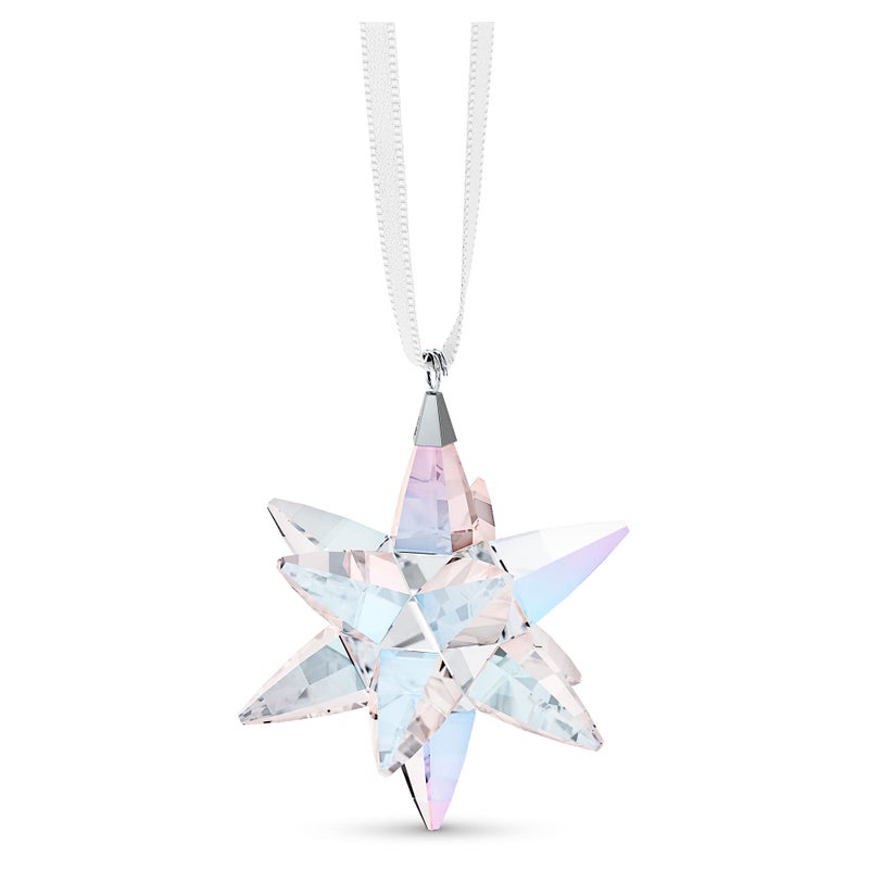 سواروفسكي Swarovski Shimmer Star Ornament صغير متعدد الألوان سواروفسكي على جزء من الشريط الساتين الأبيض جزء من المجموعة الكلاسيكية - Image 1