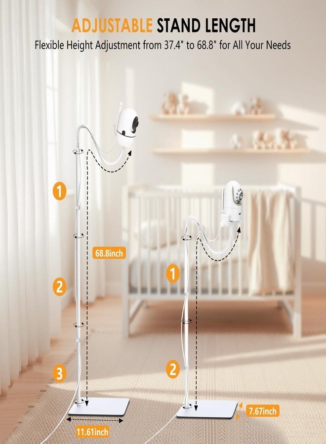 حامل أرضي لكاميرا مراقبة الأطفال من GAHOGA، متوافق مع HelloBaby وNanit Pro وFlex Stand وOwlet وInfant Optics وMotorola وVAVA، ارتفاع قابل للتعديل من 37.4 بوصة إلى 69 بوصة. - Image 3
