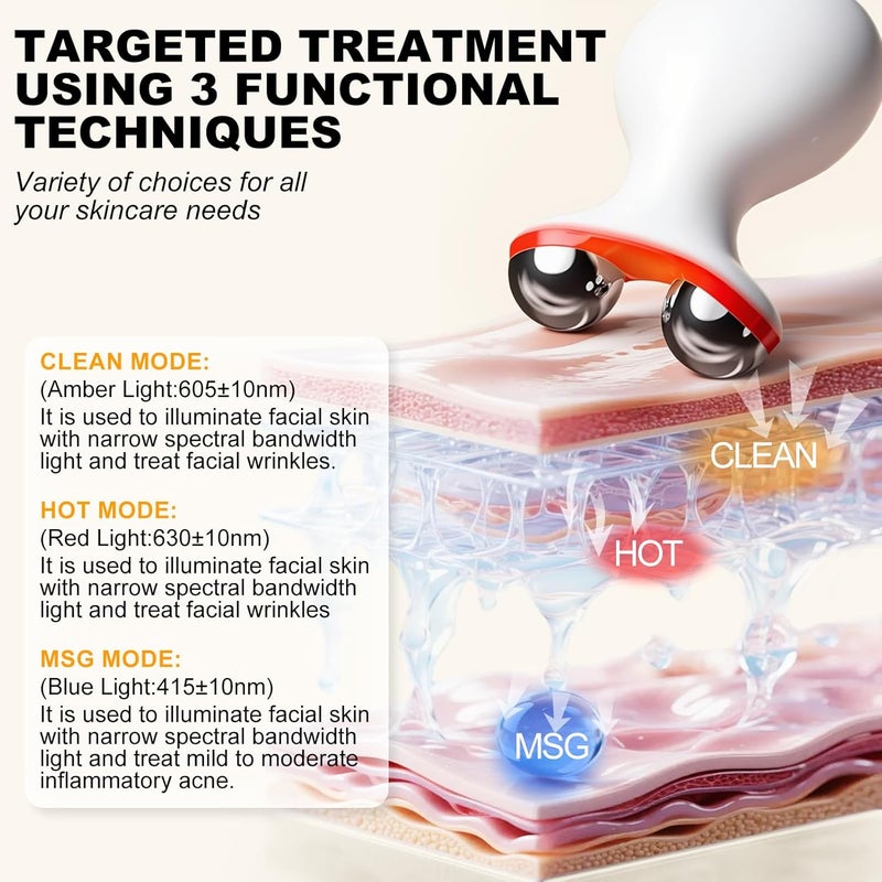 ERROWIN Micro-Current Facial Beauty Device，Red Light Therapy for Wrinkles & Firming，LED Face Massager Tool with Vibraion，Portable at-Home Face Sculpting Tool for Skin Care，Soothe and Relax Skin - Image 2