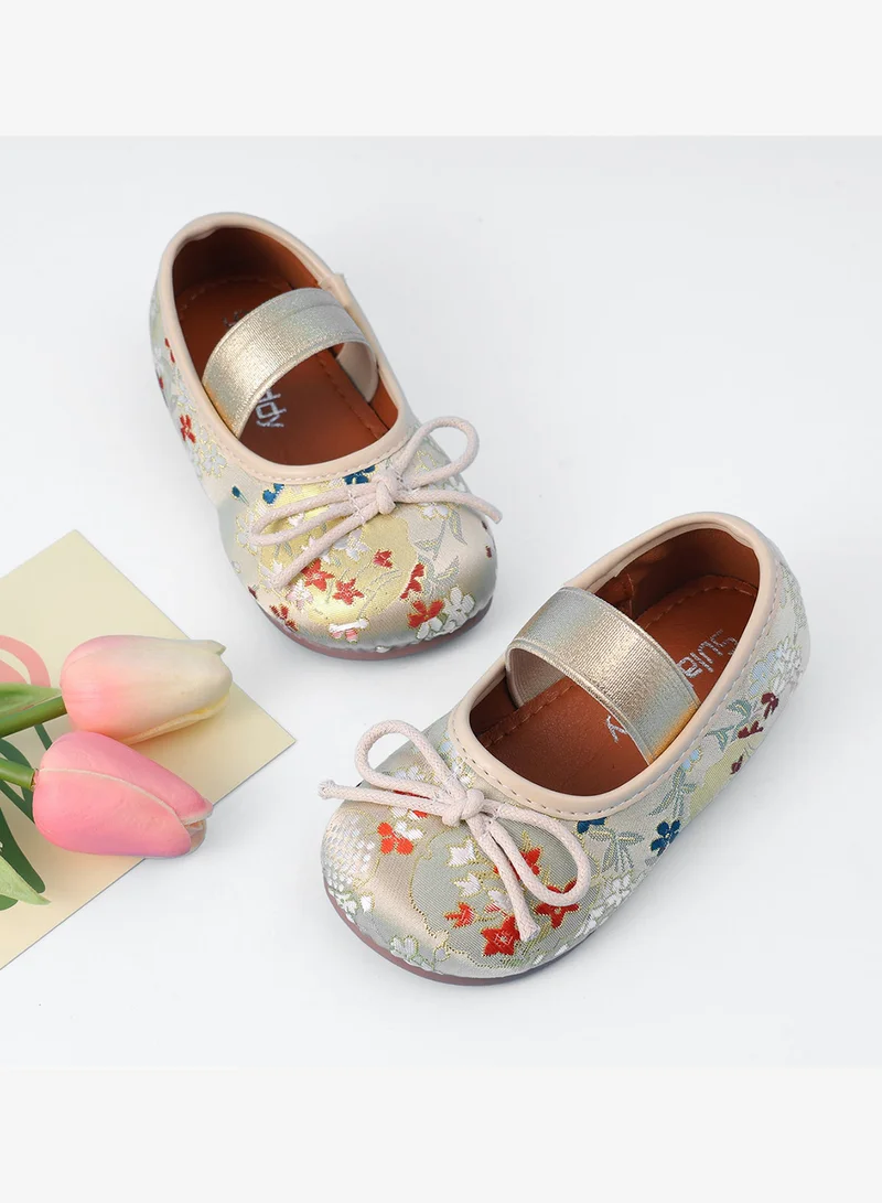 Mark & Mia Mark & Mia Floral Embroidered Party Shoes - Light Golden