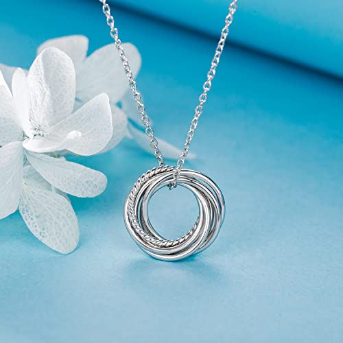 Annamate 60th Birthday Gifts for Women 925 Sterling Silver 6 Circles Necklace For Her Six Decade Jewelry 60 Years Old Birthday Gifts - Image 2