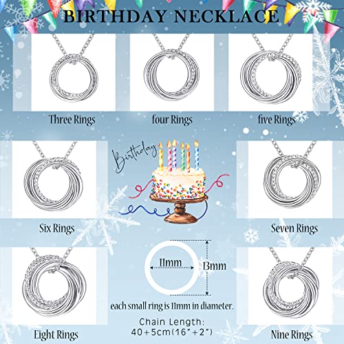 Annamate 60th Birthday Gifts for Women 925 Sterling Silver 6 Circles Necklace For Her Six Decade Jewelry 60 Years Old Birthday Gifts - Image 4
