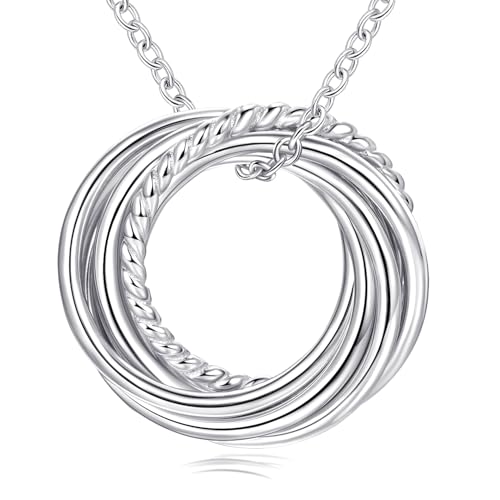 Annamate 60th Birthday Gifts for Women 925 Sterling Silver 6 Circles Necklace For Her Six Decade Jewelry 60 Years Old Birthday Gifts - Image 1