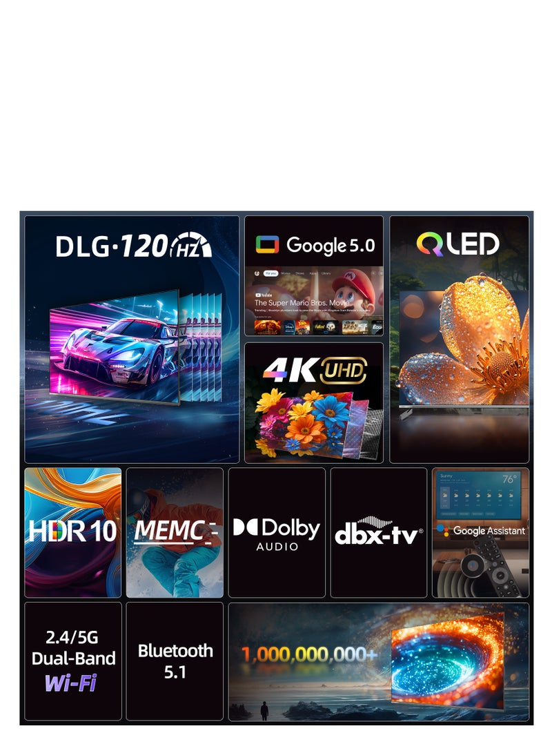تشيك تلفاز ذكي، 55 بوصة، QLED، 4 كابل HDMI، 2USB، RAM2GB، 16GB، حافة رفيعة - Image 2