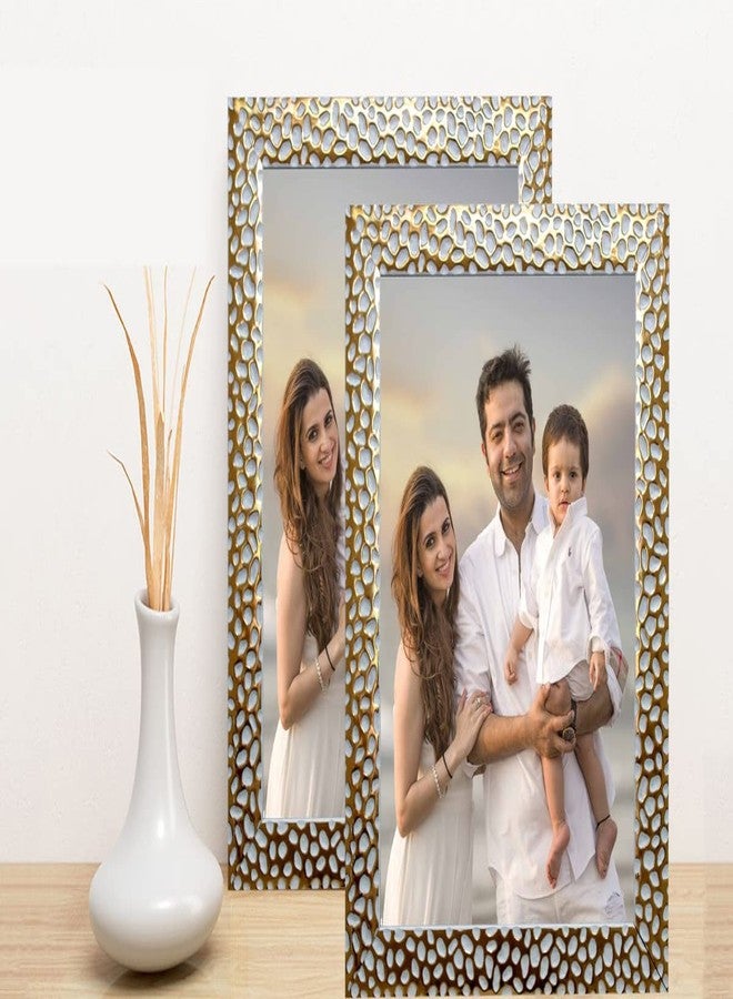 KDM HOME DECOR إطار صور KDM HOME DECOR مقاس 6×9 بوصة، طقم من قطعتين، لون ذهبي وأبيض، مناسب لتزيين الطاولة أو الحائط، مثالي للتعليق كهدية. - Image 1