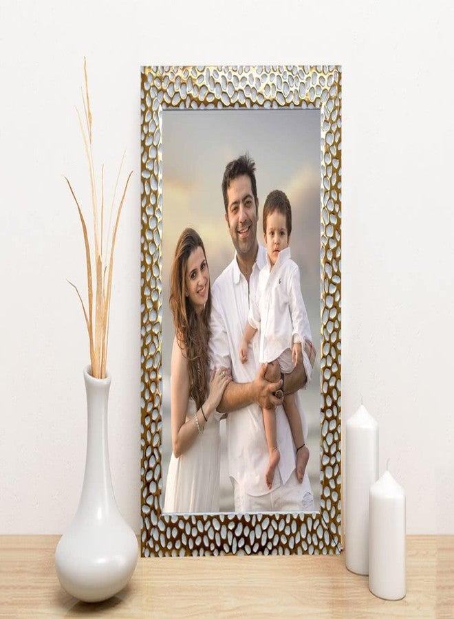 KDM HOME DECOR إطار صور KDM HOME DECOR مقاس 6×9 بوصة، طقم من قطعتين، لون ذهبي وأبيض، مناسب لتزيين الطاولة أو الحائط، مثالي للتعليق كهدية. - Image 3