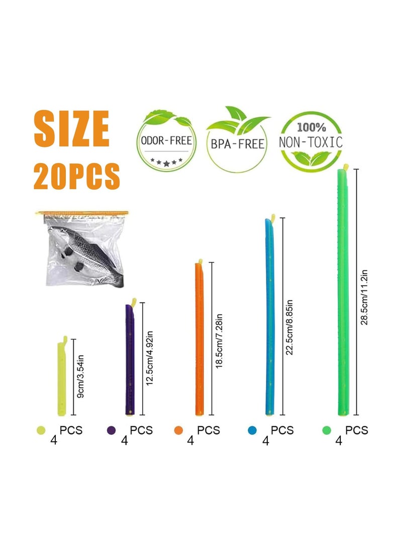 Rightsure Bag Clips Kitchen Accessories,20pcs Durable Food Clip Set for Kitchen Storage,Reusable Chip Bag Clips,Color Coded Bag Closure Sticks,Durable Cereal Bag Clips For Home Kitchen Food Storage  - Image 2