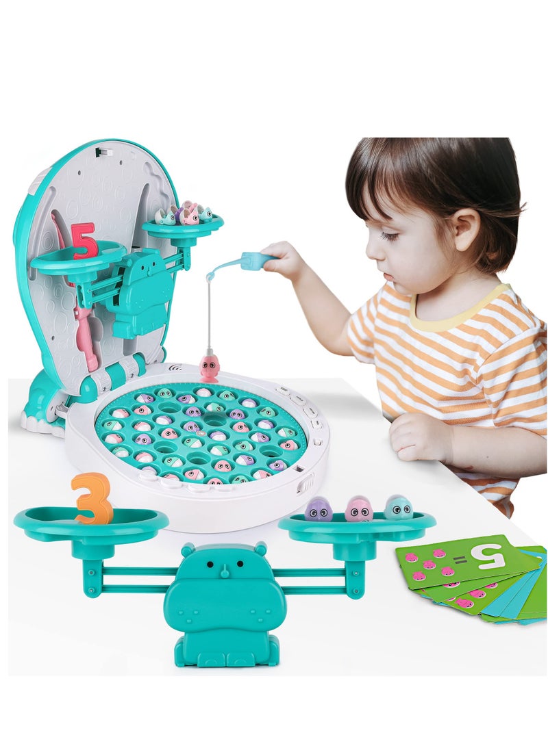 PYEBE Toddler Magnetic Fishing Games Kids Electronic Fish Catch Toy W/ Rod Board Preschool Activity Learning Balance Counting Number Birthday Gifts for 3 4 5 6 8 Year Old Boy Girl  - Image 1