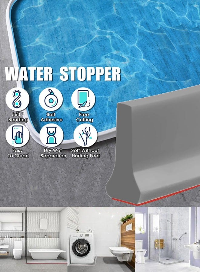 حاجز مياه لعتبة الدش بطول متر واحد، يحافظ على الماء بالداخل مع واقي رش الدش، حاجز مياه قابل للطي، حاجز دش ونظام احتجاز ويحافظ على الماء بالداخل، فصل جاف ورطب، مناسب للحمام والمطبخ - Image 1