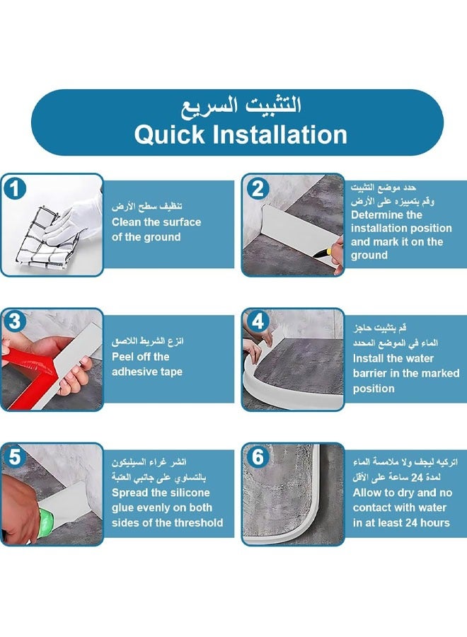 حاجز مياه لعتبة الدش بطول متر واحد، يحافظ على الماء بالداخل مع واقي رش الدش، حاجز مياه قابل للطي، حاجز دش ونظام احتجاز ويحافظ على الماء بالداخل، فصل جاف ورطب، مناسب للحمام والمطبخ - Image 4