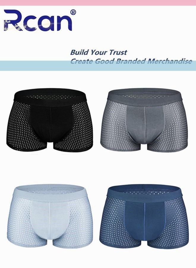 Rcan Rcan Men's 4 Pack Soft Breathable Boxer Brief Underwear for Men, Summer Boy's Non-fading Underwear Set Size XXL  - Image 1
