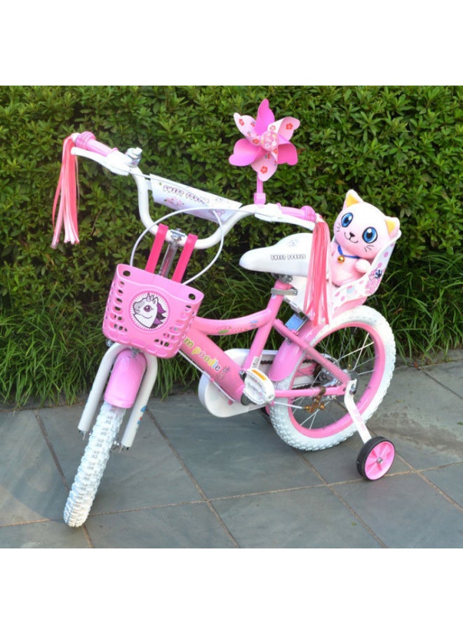 Small Windmill Children's Car Windmill Bicycle Cartoon Rotating Baby Stroller Scooter Front Decoration Accessories-Color:Rose Red Ribbon + Short Pole Pink Flower Windmill  - Image 4