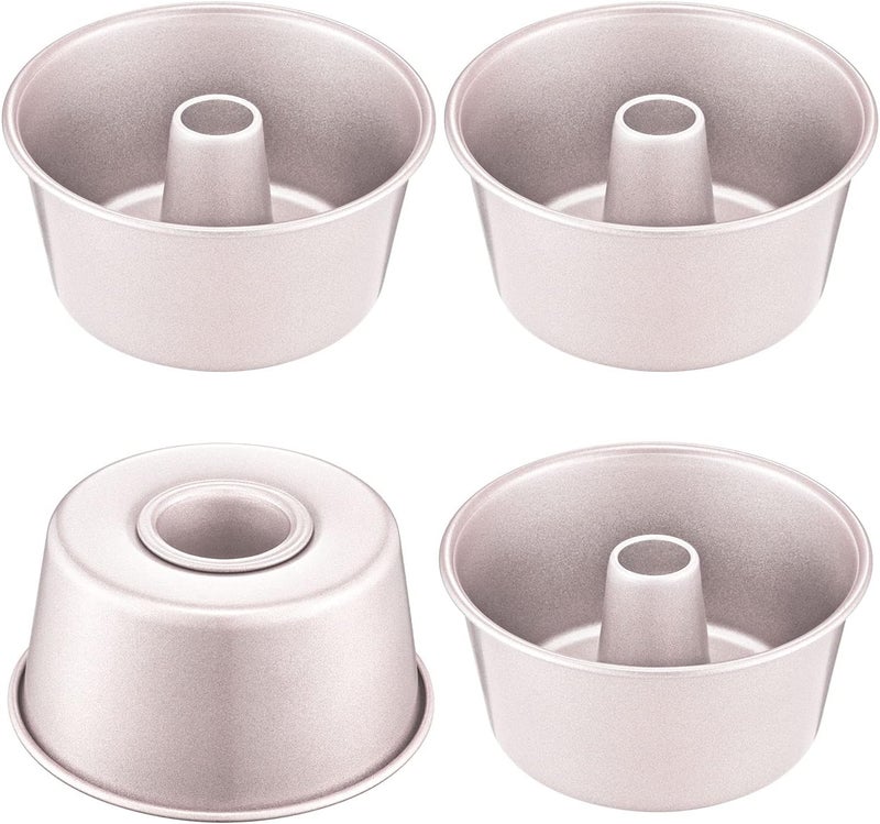 chefmade Mini Angel Food Pan Set, 3.5-Inch 4Pcs Non-Stick Chiffon Tube Pan for Oven and Instant Pot Baking (Champagne Gold) - Image 1