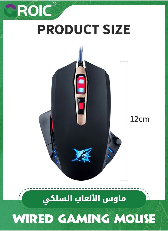 GROIC - Black Wired Gaming Mouse for Laptop Computer, Gamer USB PC Mouse Ergonomic Mice with 7 LED Backlight, 4 Adjustable DPI Up to 3200, Big Hands Mouse with 6 Buttons for Windows Mac Game Work - Image 1