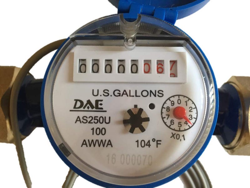 DAE AS250U100P 1 Water Meter with Pulse Output Measuring in Gallon Coupling