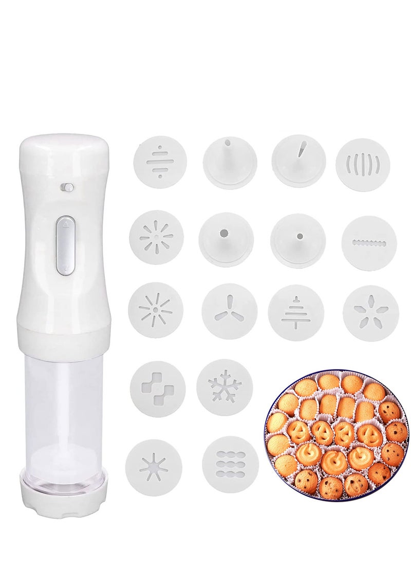 Excefore - Electric Cookie PressTool Kit DIY Maker with 12 Discs and 4 Icing Tips for Biscuit Decoration Cakes Decorating For Any Holidays - Image 1