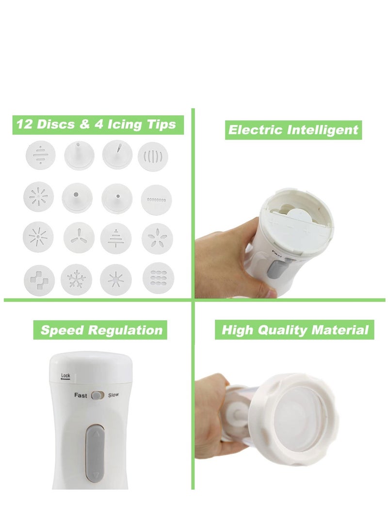 Excefore - Electric Cookie PressTool Kit DIY Maker with 12 Discs and 4 Icing Tips for Biscuit Decoration Cakes Decorating For Any Holidays - Image 1