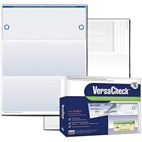 VersaCheck UV Secure Checks - 500 Blank Business Voucher Checks - Blue Elite - 500 Sheets Form #1000 - Check on Top - Image 1