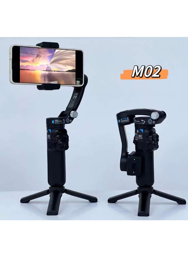 TOKQI New M02 Folding Three-axis Gimbal Stabilizer Tripod Smart Face Tracking Phone Selfie Stick with Fill Light Tripod  - Image 1