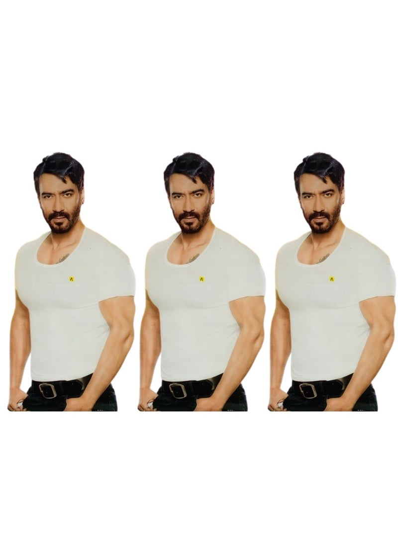 Amul comfy Men's Cotton Round Neck Vest (Set of 3)  - Image 1