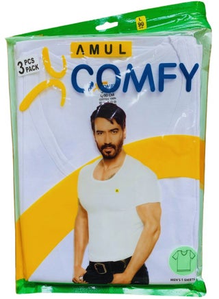 Amul comfy Men's Cotton Round Neck Vest (Set of 3) Best Price