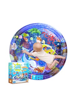 MUMS PLANET 100 CM Tummy Time Water Mat (100 * 100 CM),Baby Toys For Newborn, Extra Large Multi-Stage Activity Center Baby Toys & Sensory Toys, Baby Toys for new born , Inflatable Playmat Visual Stimulation Gift For Boys Girls, Kids Toys To 5 Years  - Image 1