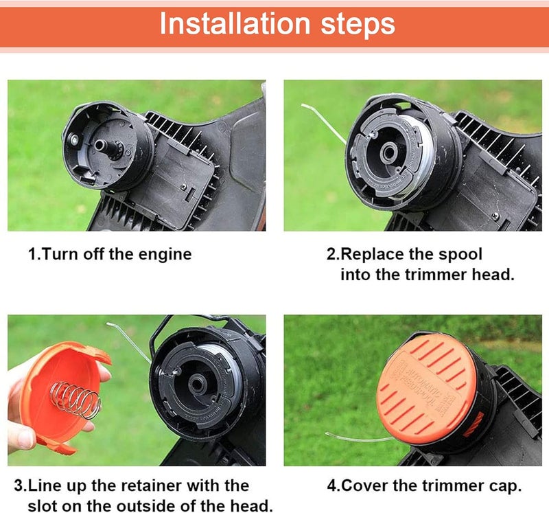 THTEN RC-100-P AF-100 Trimmer Line Cap Spring RC100P,385022-03 Compatible with Black and Decker Weed Eater Cover,Weed Wacker Caps Grass Trimmer Parts for AFS Trimmer (4 Cap, 4 Spring) - Image 5