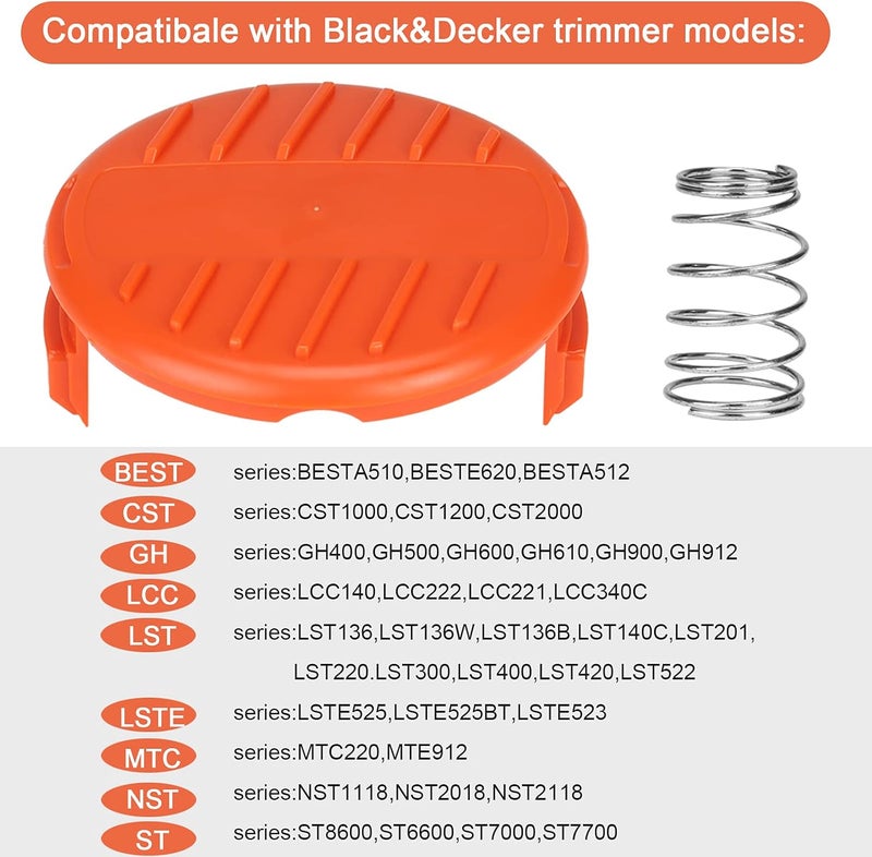 THTEN RC-100-P AF-100 Trimmer Line Cap Spring RC100P,385022-03 Compatible with Black and Decker Weed Eater Cover,Weed Wacker Caps Grass Trimmer Parts for AFS Trimmer (4 Cap, 4 Spring) - Image 4