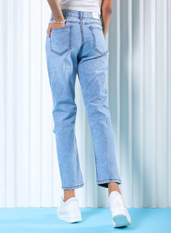 Freehand Women Straight Fit Solid High-Rise Jeans