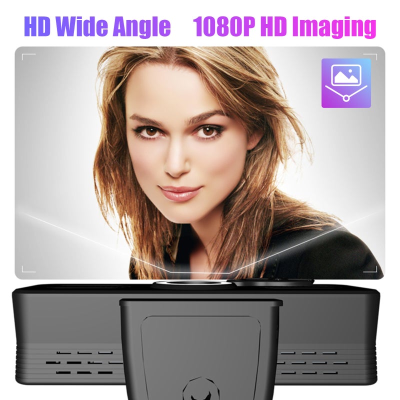 Webcam 1080P FHD With Built-in Fill-in Light Noise Cancelling Microphone - Privacy Cover Wide Angle Lens For Indoor Video Conferencing Streaming Online Teaching - Image 3