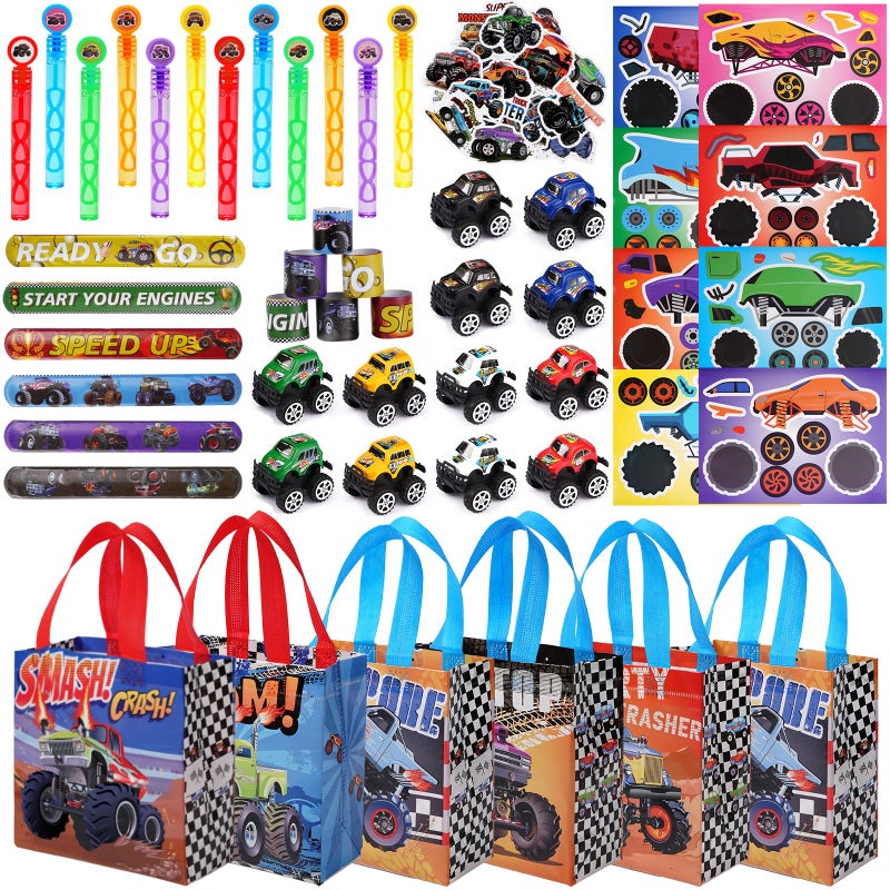 Vanblue Truck Car Party Favors Set Cars Themed Birthday Party Decorations Supplies 110Pcs Slap Bracelet DIY Sticker Gift for Boy Kids Treat Bags Stuffers Pinata Filler Classroom Rewards - Image 2
