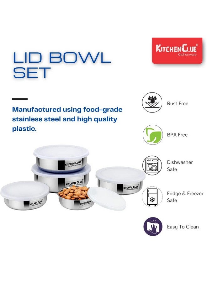 KITCHEN CLUE Stainless Steel Food Storage Containers For Kitchen Office I Airtight & Leak-Proof Lids I BIS-Approved I Highly Durable & Sturdy I Easy To Clean & Maintain I Pack Of 5 Pcs Steel Container - Image 3