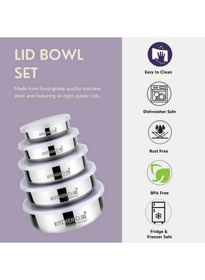 KITCHEN CLUE Stainless Steel Food Storage Containers For Kitchen Office I Airtight & Leak-Proof Lids I BIS-Approved I Highly Durable & Sturdy I Easy To Clean & Maintain I Pack Of 5 Pcs Steel Container - Image 4