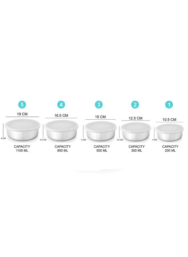 KITCHEN CLUE Stainless Steel Food Storage Containers For Kitchen Office I Airtight & Leak-Proof Lids I BIS-Approved I Highly Durable & Sturdy I Easy To Clean & Maintain I Pack Of 5 Pcs Steel Container - Image 5