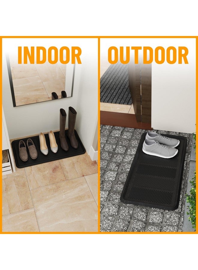 Ottomanson Indoor/Outdoor Hose-Wash Lines Design Non-Slip Rubber 16" x 32" Modern Entryway Mat for Entryway, Patio, Backyard, Garage, 16" x 32", Black - Image 4
