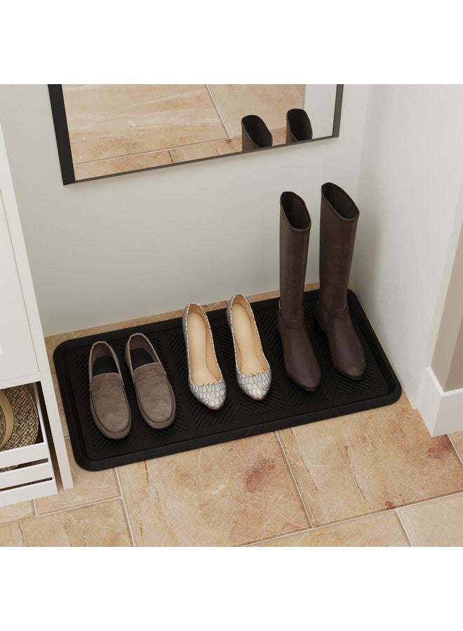 Ottomanson Indoor/Outdoor Hose-Wash Lines Design Non-Slip Rubber 16" x 32" Modern Entryway Mat for Entryway, Patio, Backyard, Garage, 16" x 32", Black - Image 2
