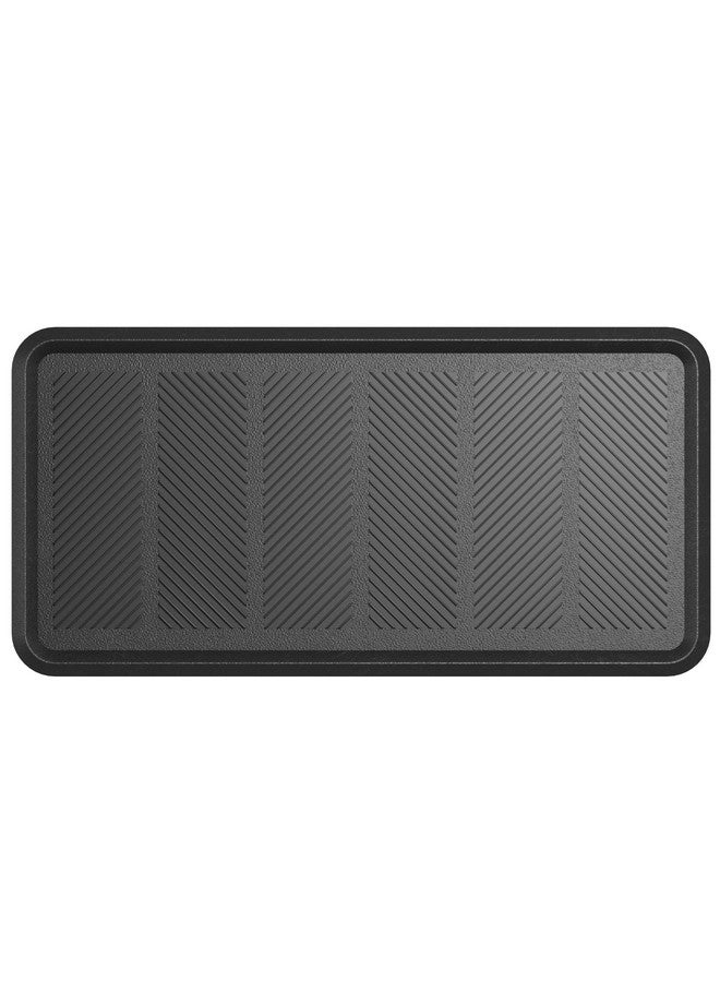 Ottomanson Indoor/Outdoor Hose-Wash Lines Design Non-Slip Rubber 16" x 32" Modern Entryway Mat for Entryway, Patio, Backyard, Garage, 16" x 32", Black - Image 1