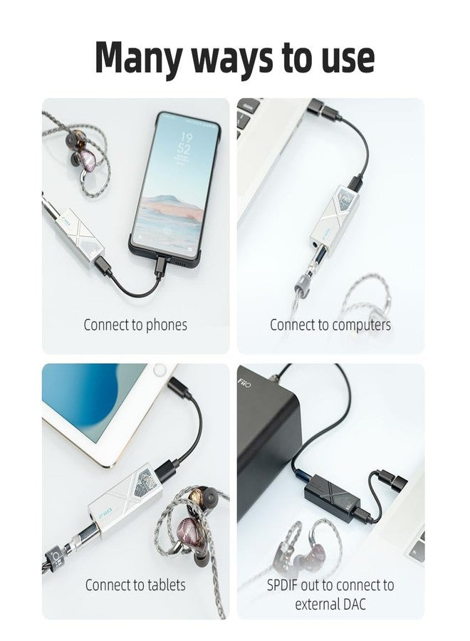 FiiO/JadeAudio KA13 Portable DAC Dongle, USB-C Adapter, 3.5mm and 4.4mm Outputs Compatible with Android/iOS System/PC/Music Players, PCM 384kHz/32bit | DSD256 550mW high Power (Black) - Image 5