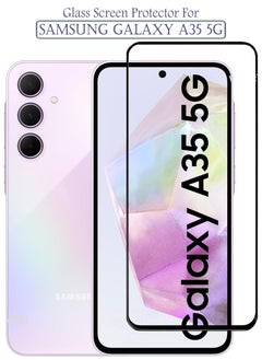 Samsung Galaxy A35 5G Screen Protector | Tempered Glass Compatible with Samsung Galaxy A35 5G | Screen Protector Full HD Quality Tempered Glass Anti-Scratch Edge to Edge Coverage with Easy Installation Kit - Black