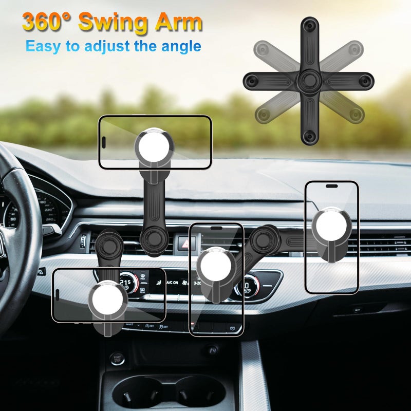 JCTRIWAY Car Phone Holder for Socket Mount, Air Vent Car Phone Holder for Pop Grip [Never Blocking] AC Vent Clip Phone Mount 360Â° Adjustable Works with Popsocket Car Mount for iPhone Samsung All Smartphones - Image 2
