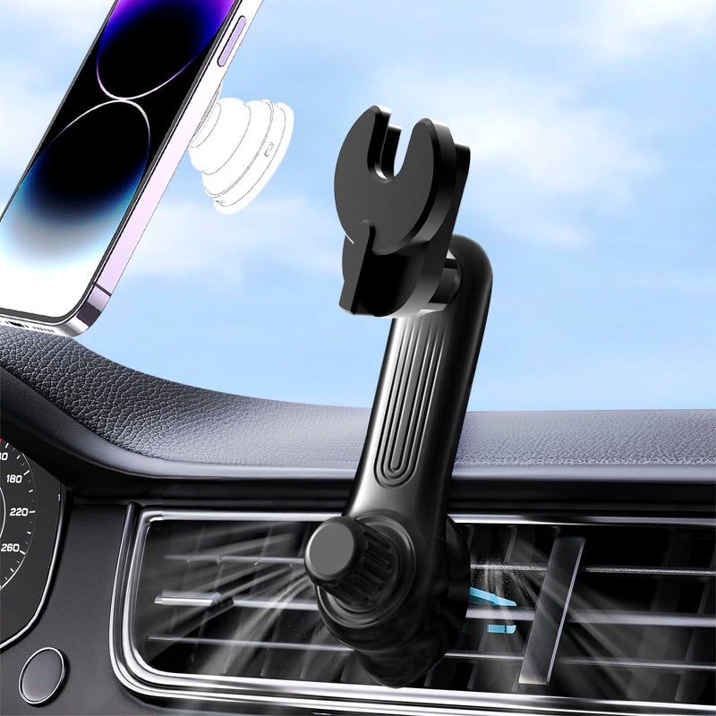 JCTRIWAY Car Phone Holder for Socket Mount, Air Vent Car Phone Holder for Pop Grip [Never Blocking] AC Vent Clip Phone Mount 360Â° Adjustable Works with Popsocket Car Mount for iPhone Samsung All Smartphones - Image 1