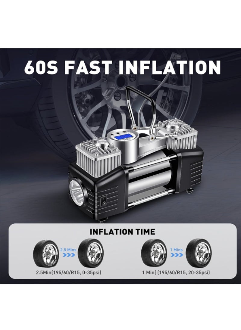 Changli - Car Tire Inflator Portable Digital Air Compressor,150 PSI Air Pump with Heavy Duty Double 30mm Cylinder/Auto Stop/LED Light/Metal Handle,Pressure Gauge Cycle Tyre Inflator - Professional for SUV, Off-Road, Trucks - Image 1