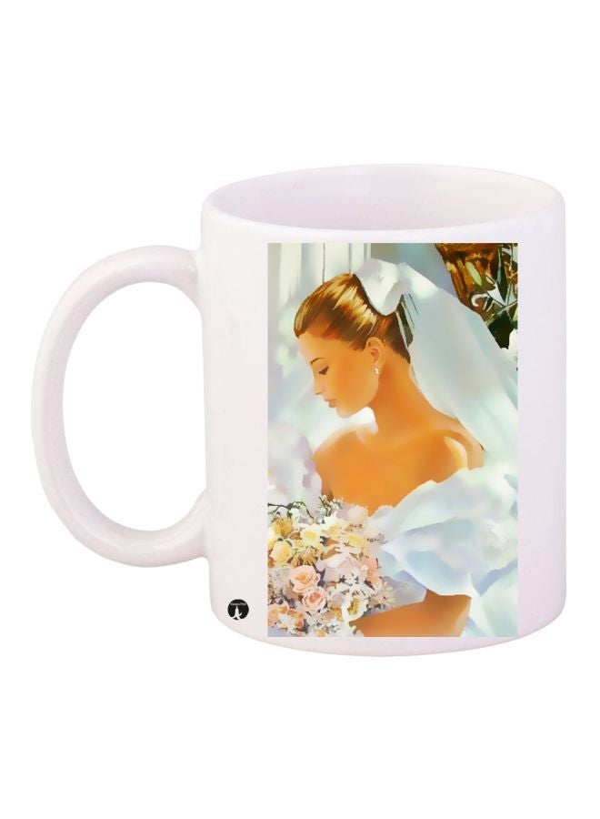 Princess Printed Ceramic Coffee Mug White/Beige/Blue 11ounce