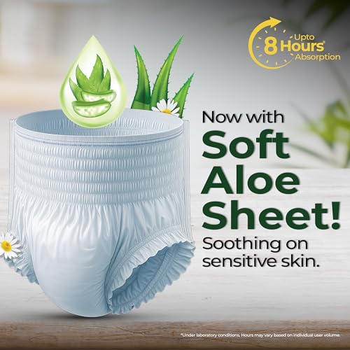 Friends Classic Adult Diaper Pants M Size| 10 Count (Medium) | Waist 25-48 inch | Aloe Vera | Unisex | Leakproof | Quick & Even Absorption | Long Protection hours | Brief-Like Fit | Odour Lock | Elastic Waist & Anti-Bacterial Absorbent Core - Image 5