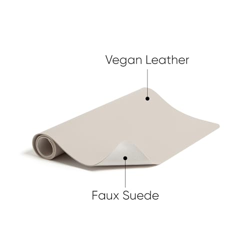 Smead Desk Pad Vegan Leather Desk Mat with NonSlip Faux Suede Backing Perfect Desk Organizer for Office Decor 36 x 17 Large Sandstone 64826 - Image 3
